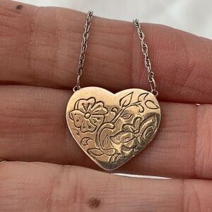 Sterling silver Love Earth 925 flower engraved heart joy on other side